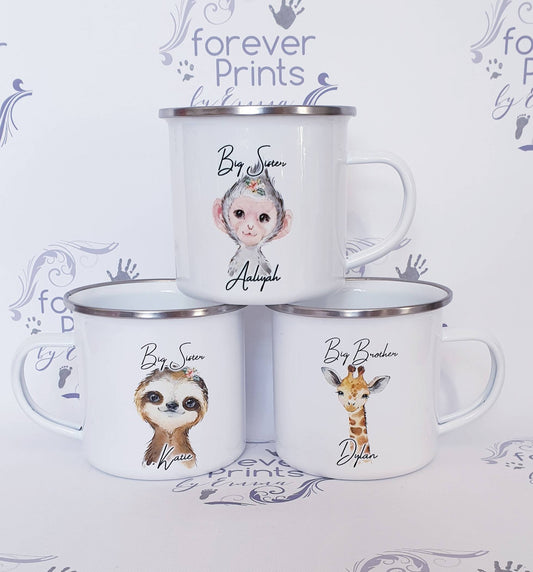 Personalised Safari Enamel mug, children's mug