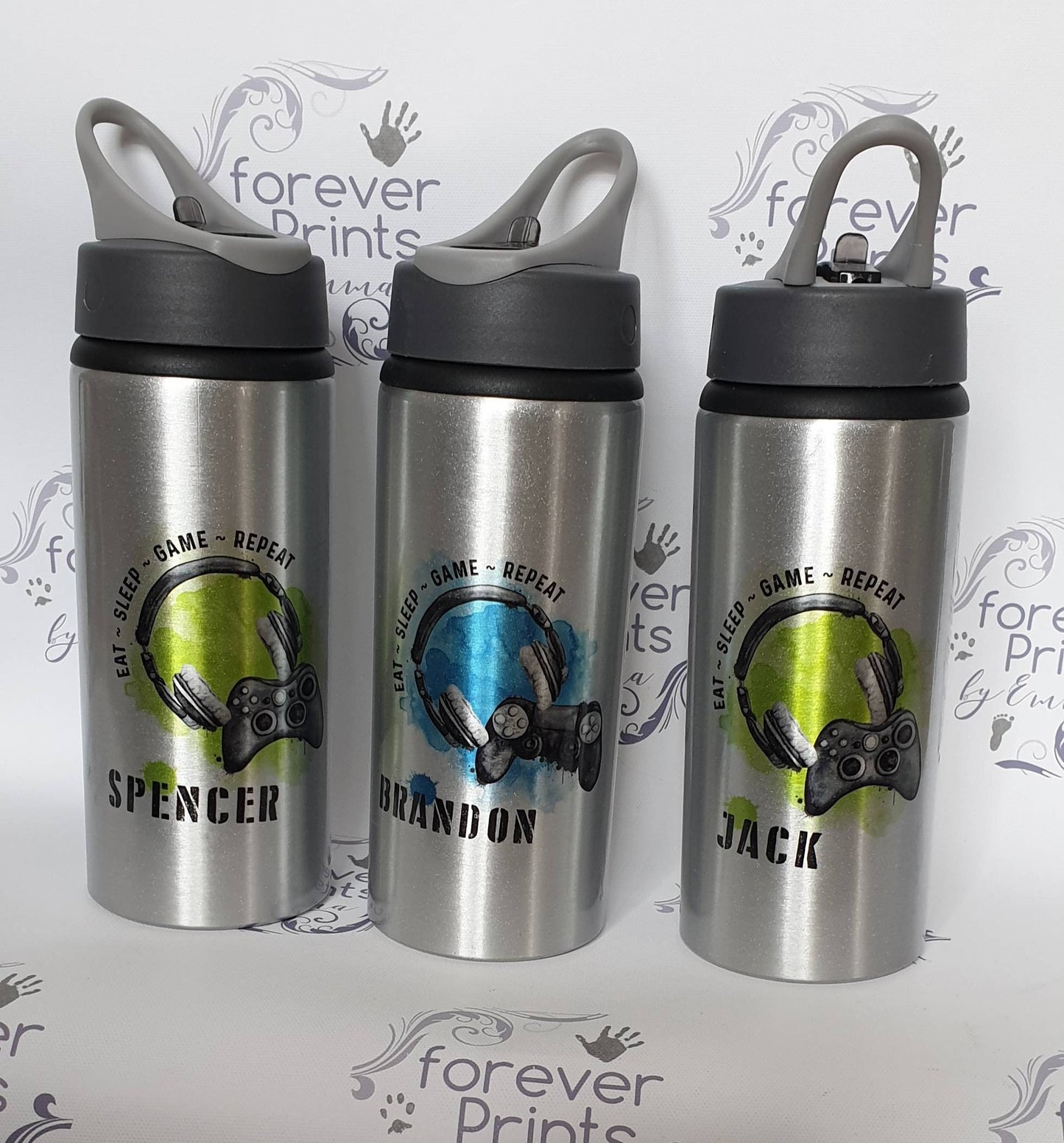 Metal gamer water bottle, playstation, xbox,  switch