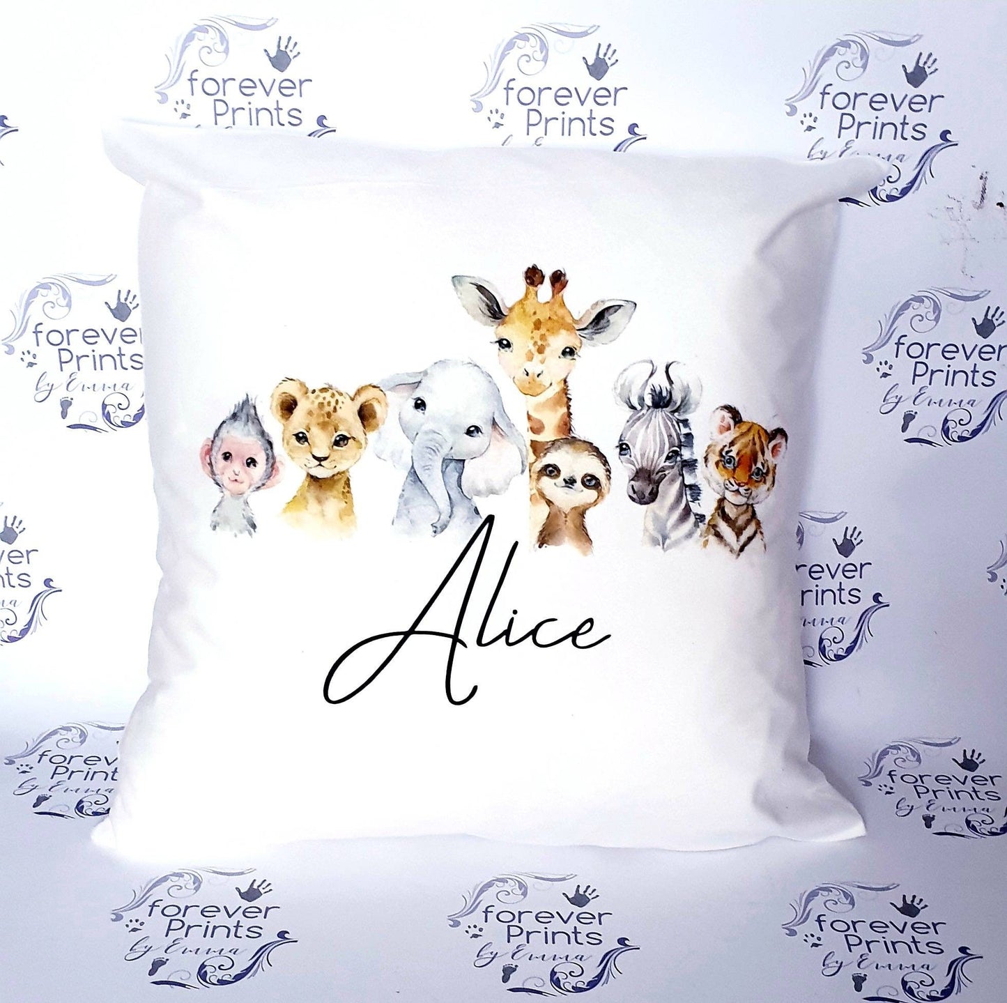 Safari animal cushion personalised, baby safari nursery