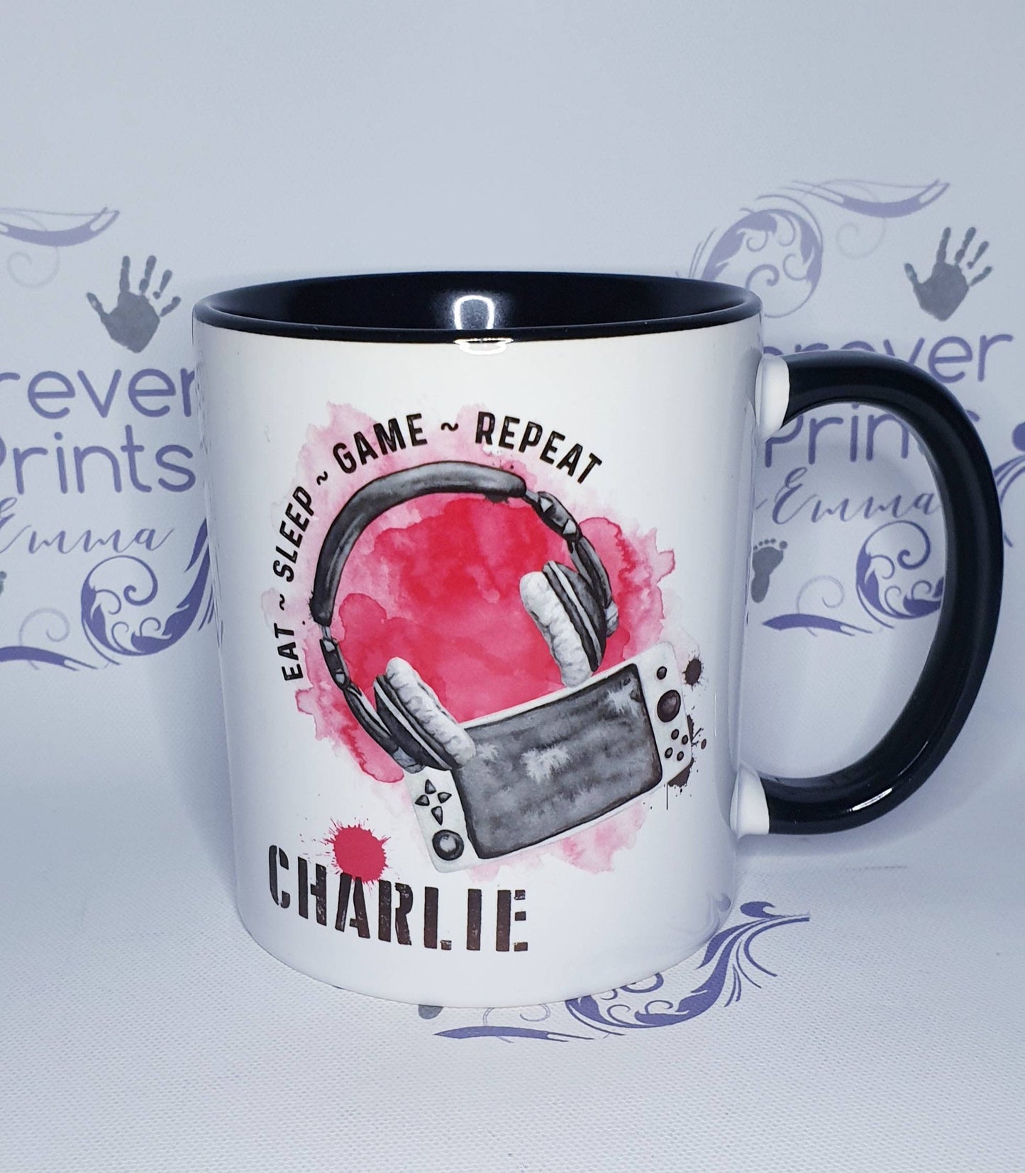 Personalised Gamer Mug, Eat Sleep Game Repeat, Boys Gaming Gift