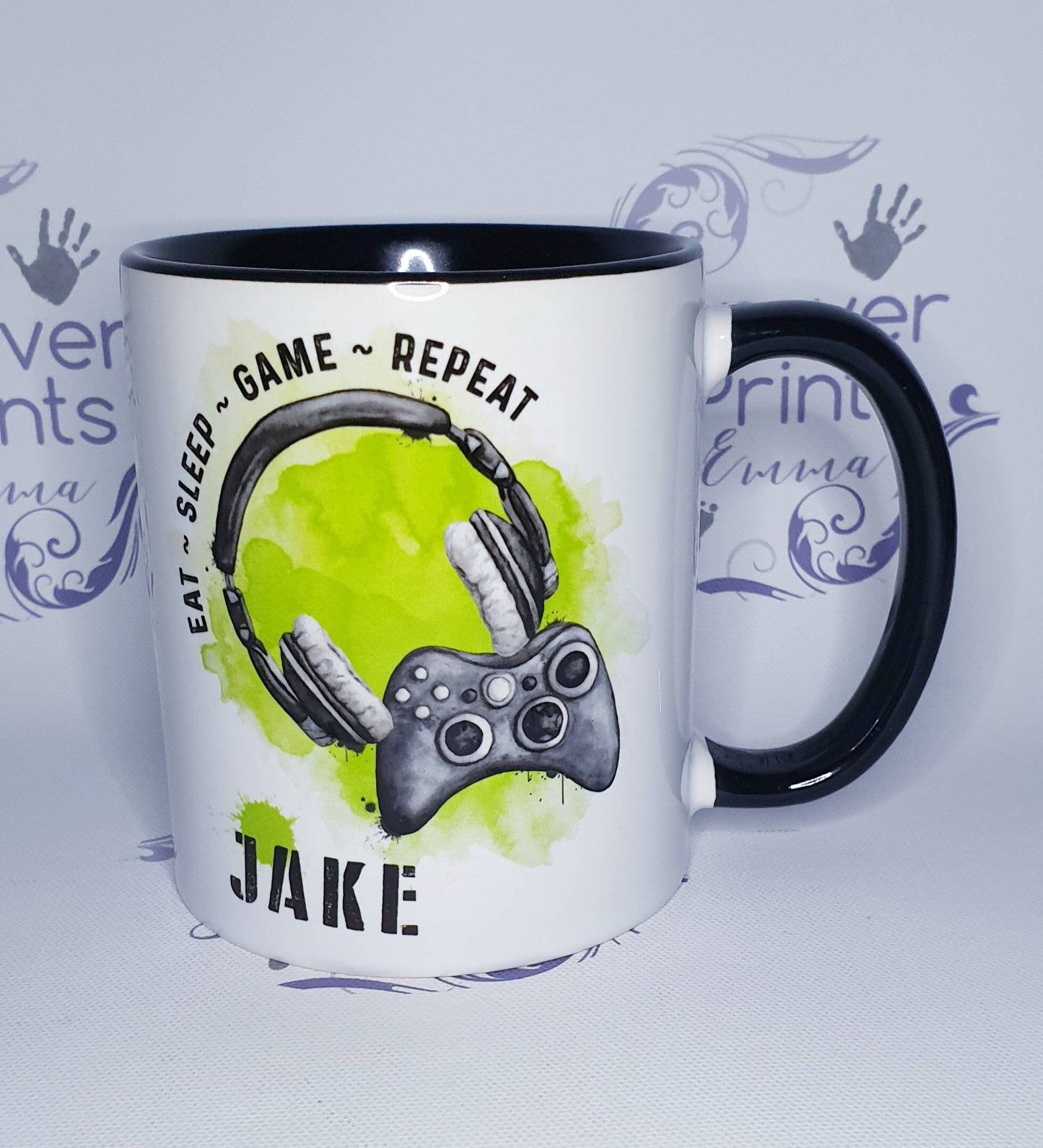 Personalised Gamer Mug, Eat Sleep Game Repeat, Boys Gaming Gift
