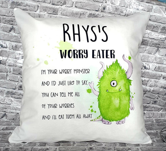 Personalised Worry Monster Pillow, Kids Anxiety Cushion