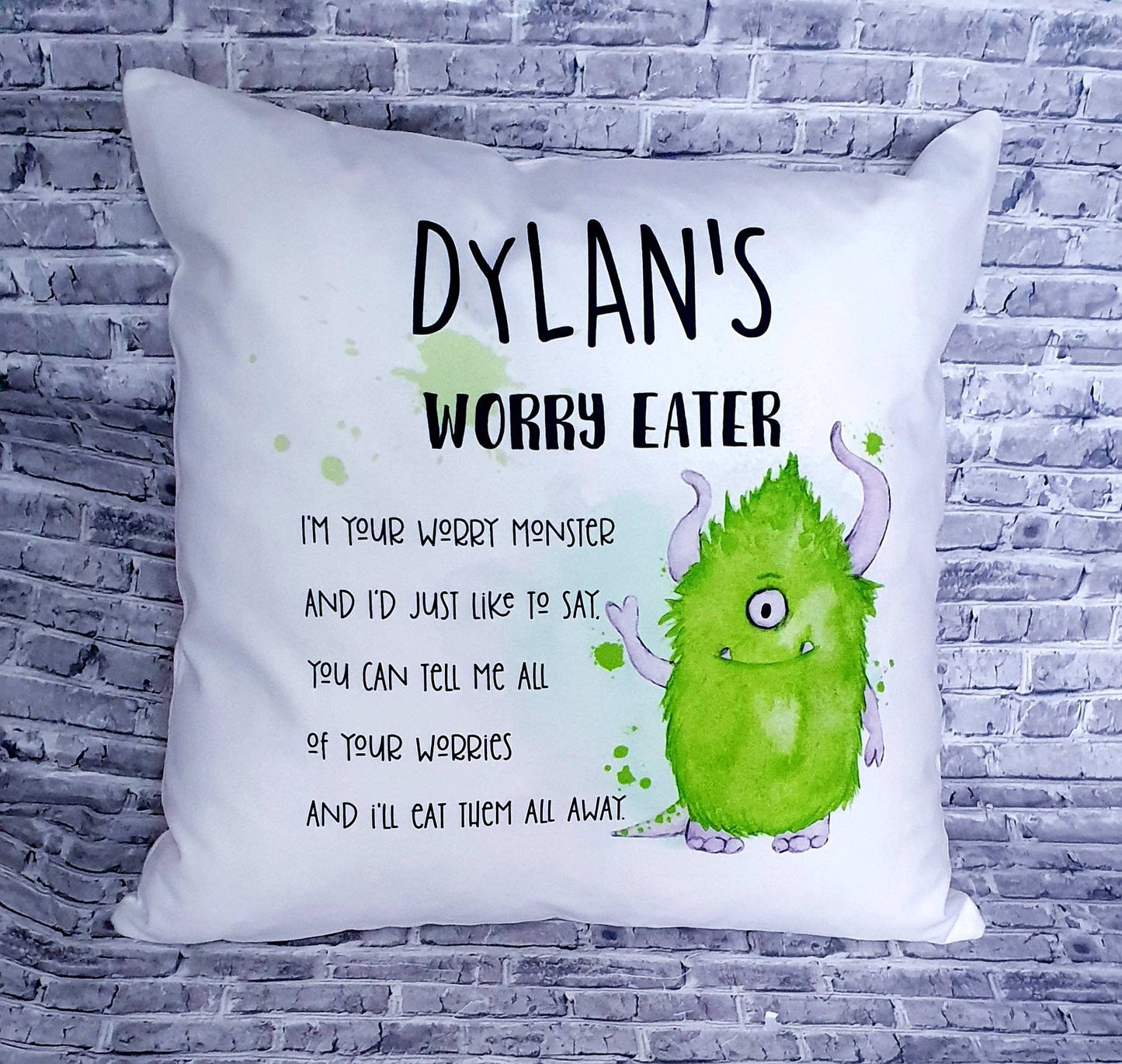 Personalised Worry Monster Pillow, Kids Anxiety Cushion