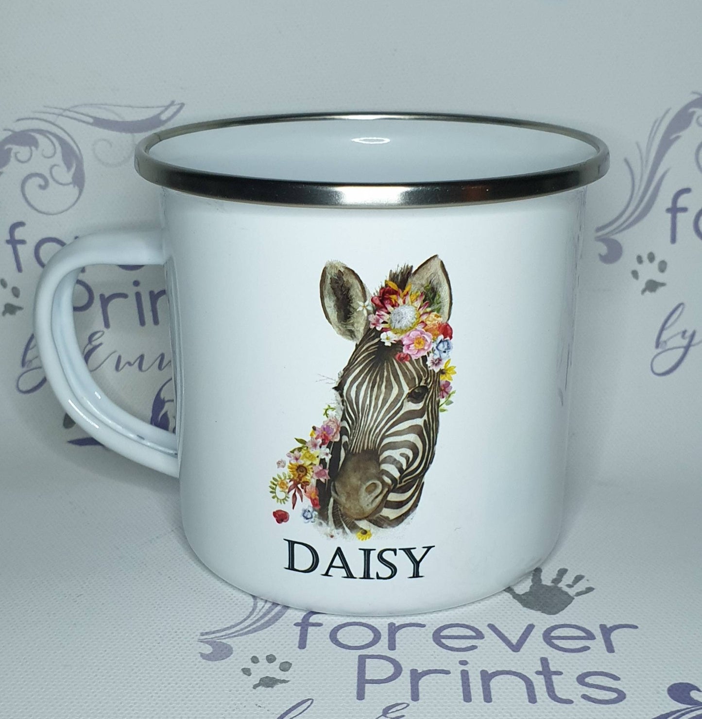 Personalised Zebra Enamel Mug | Safari Children's Mug