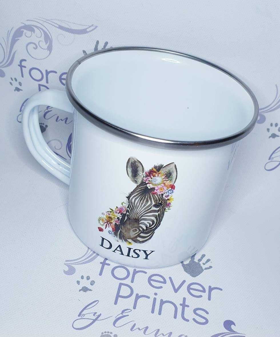 Personalised Zebra Enamel Mug | Safari Children's Mug
