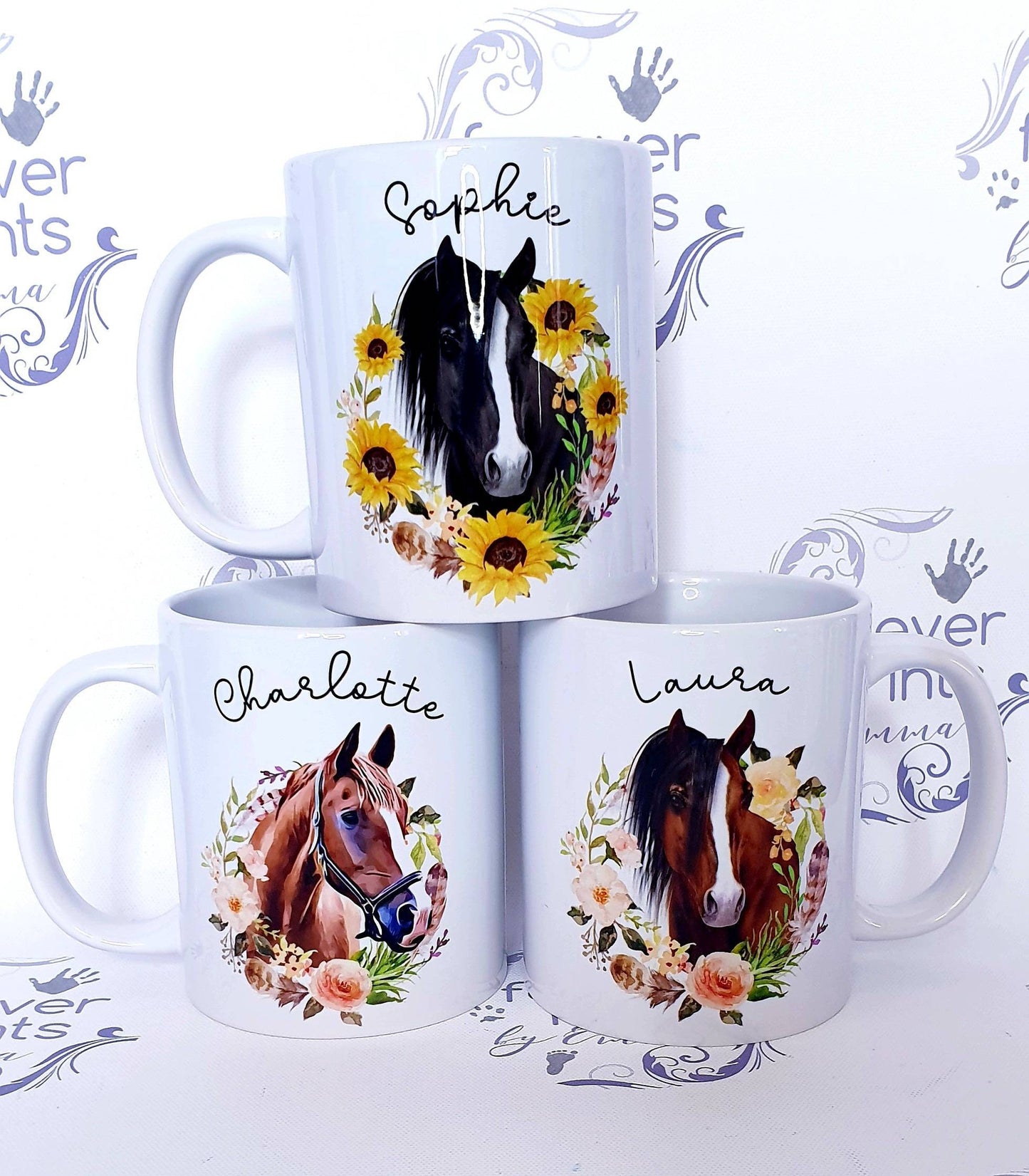 Personalised Horse Mug | Floral Equestrian Gift