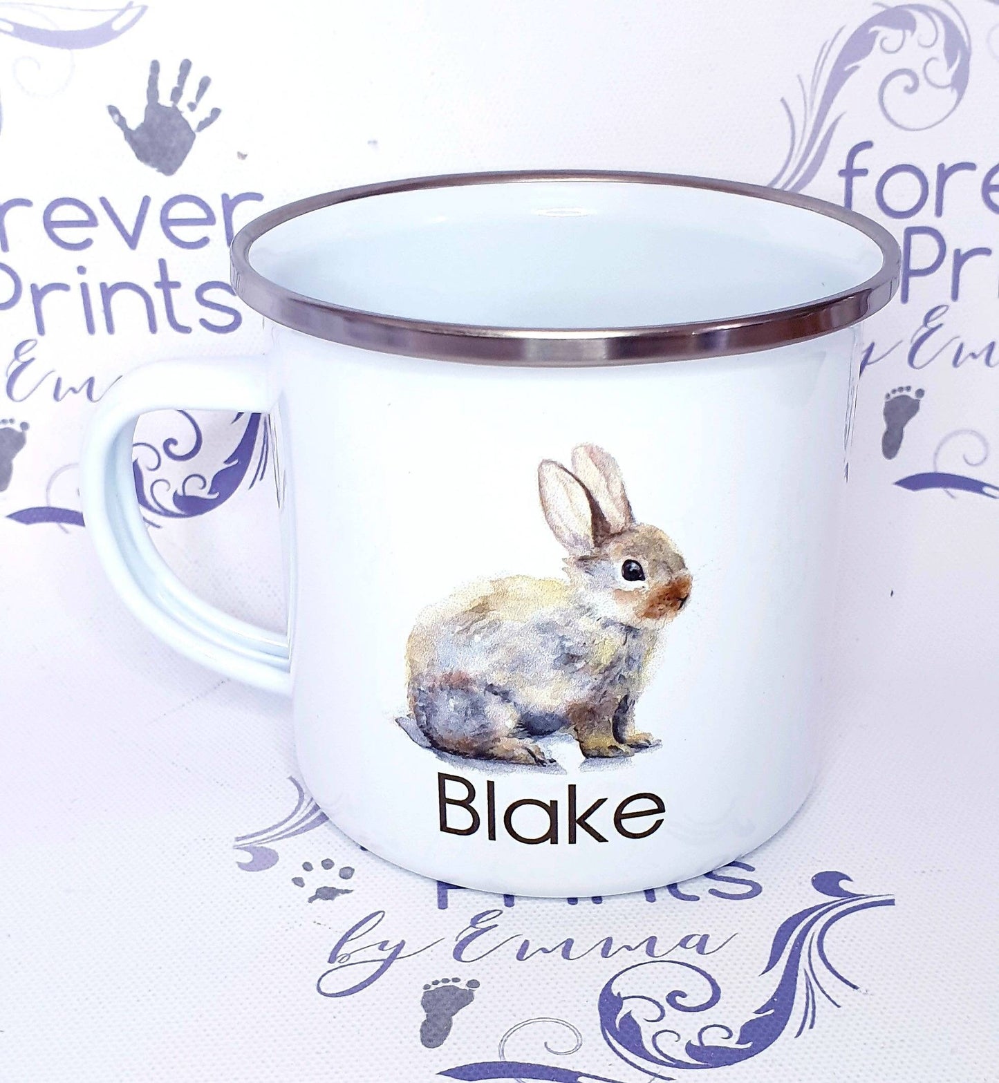 Personalised Easter Enamel Mug, Bunny Design