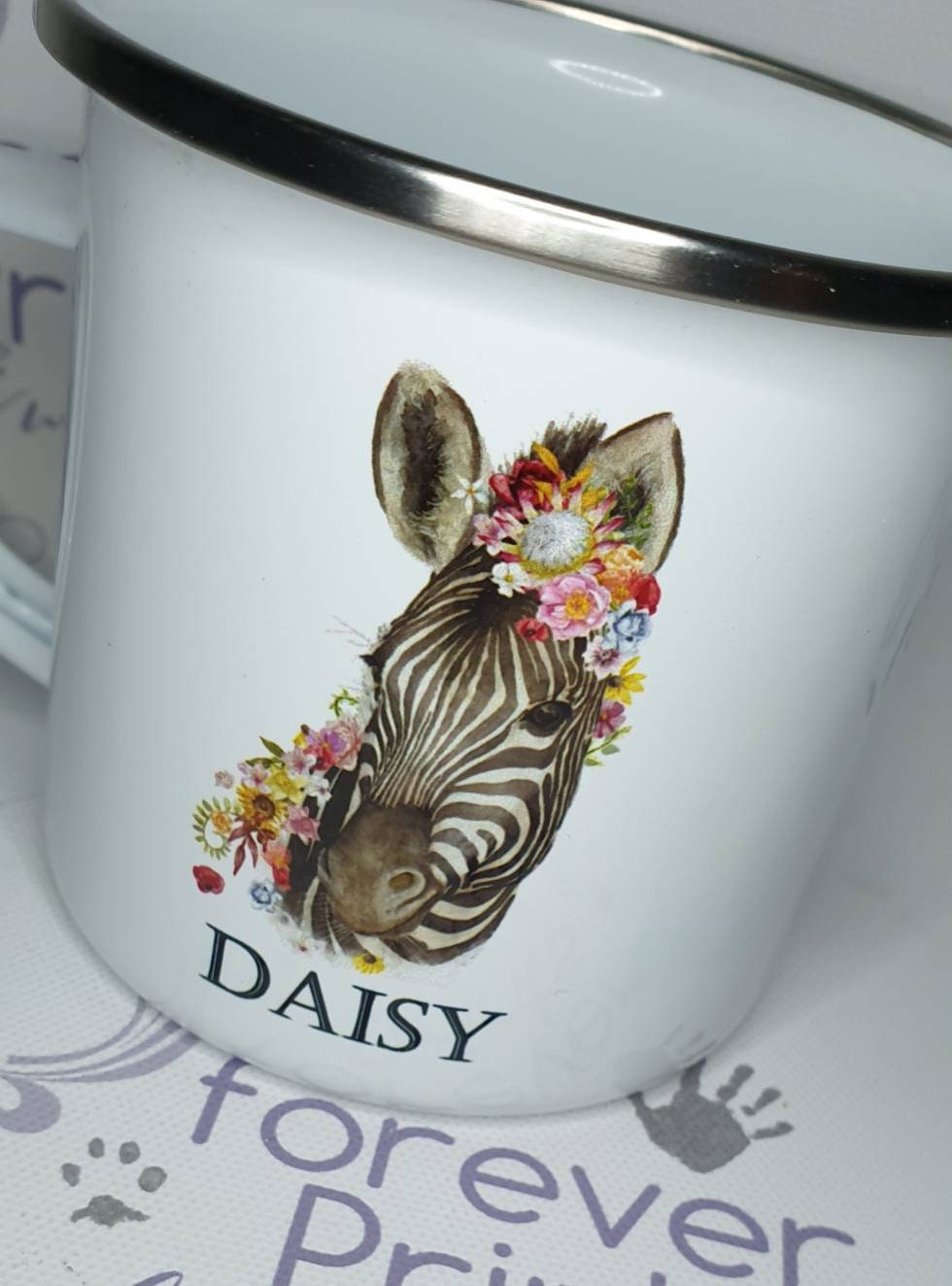 Personalised Zebra Enamel Mug | Safari Children's Mug