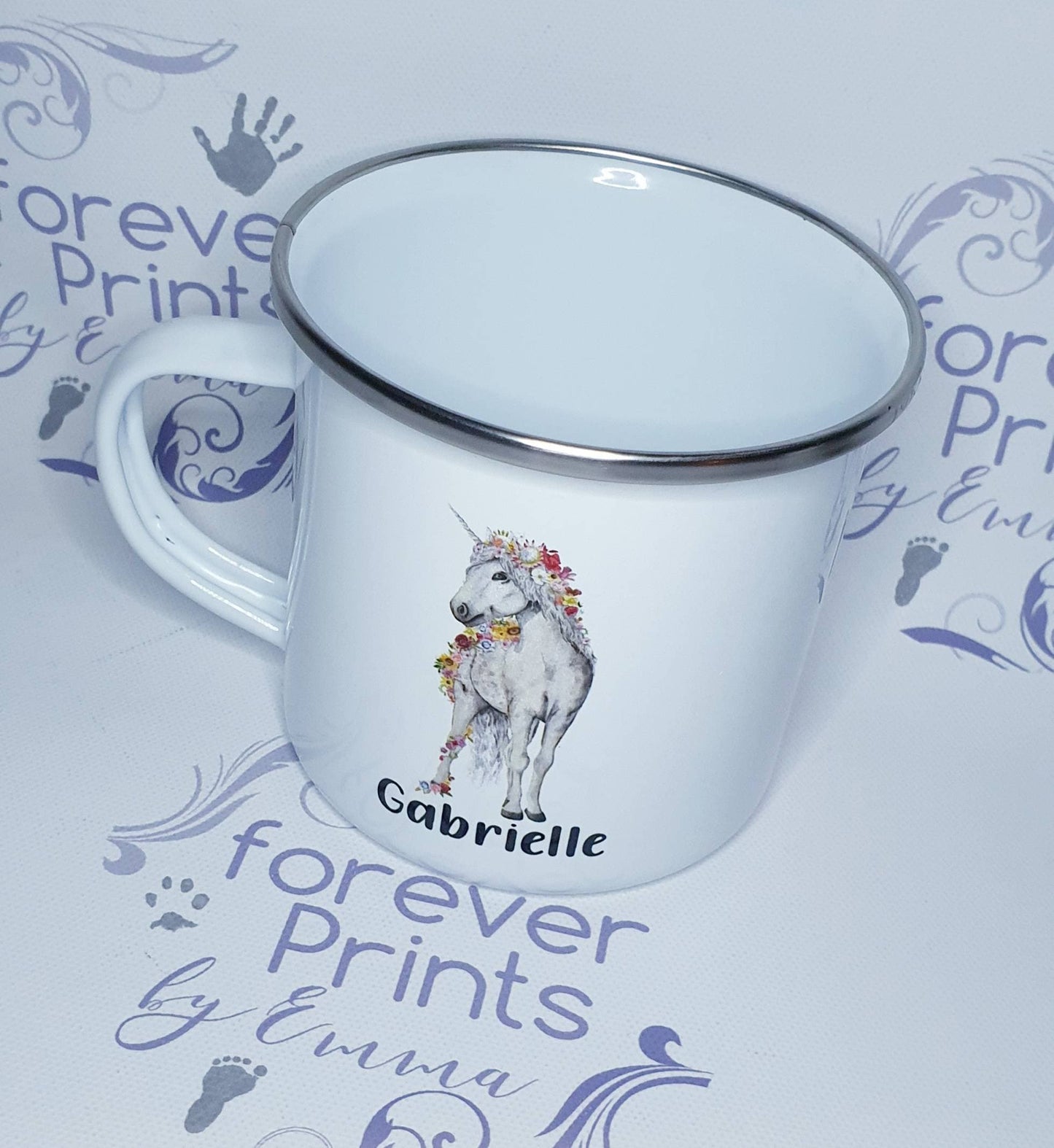 Personalised Unicorn Enamel Mug | Kid-Safe Metal 12oz