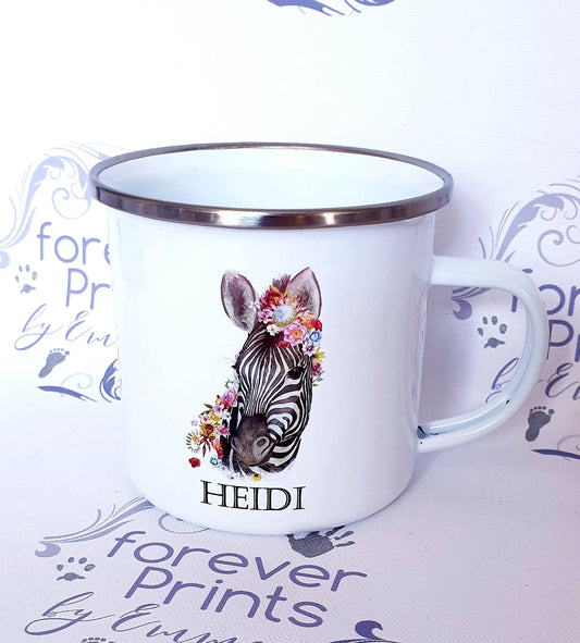 Personalised Zebra Enamel Mug | Safari Children's Mug