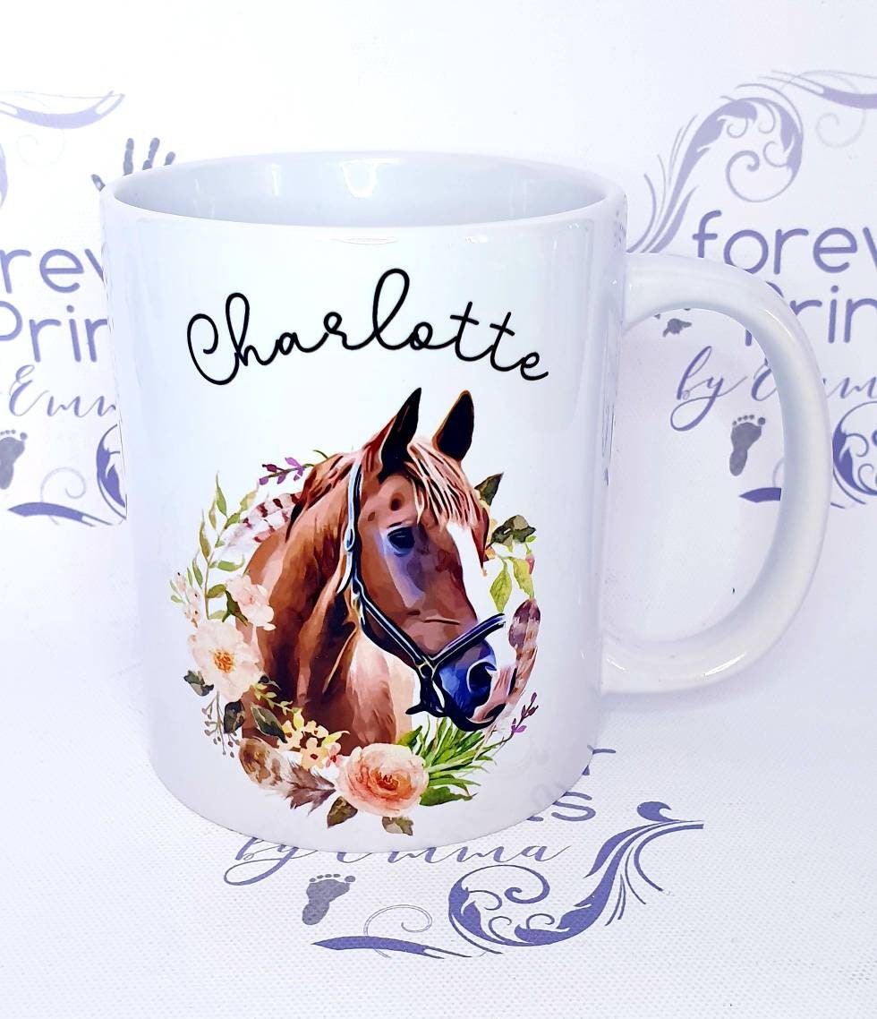Personalised Horse Mug | Floral Equestrian Gift