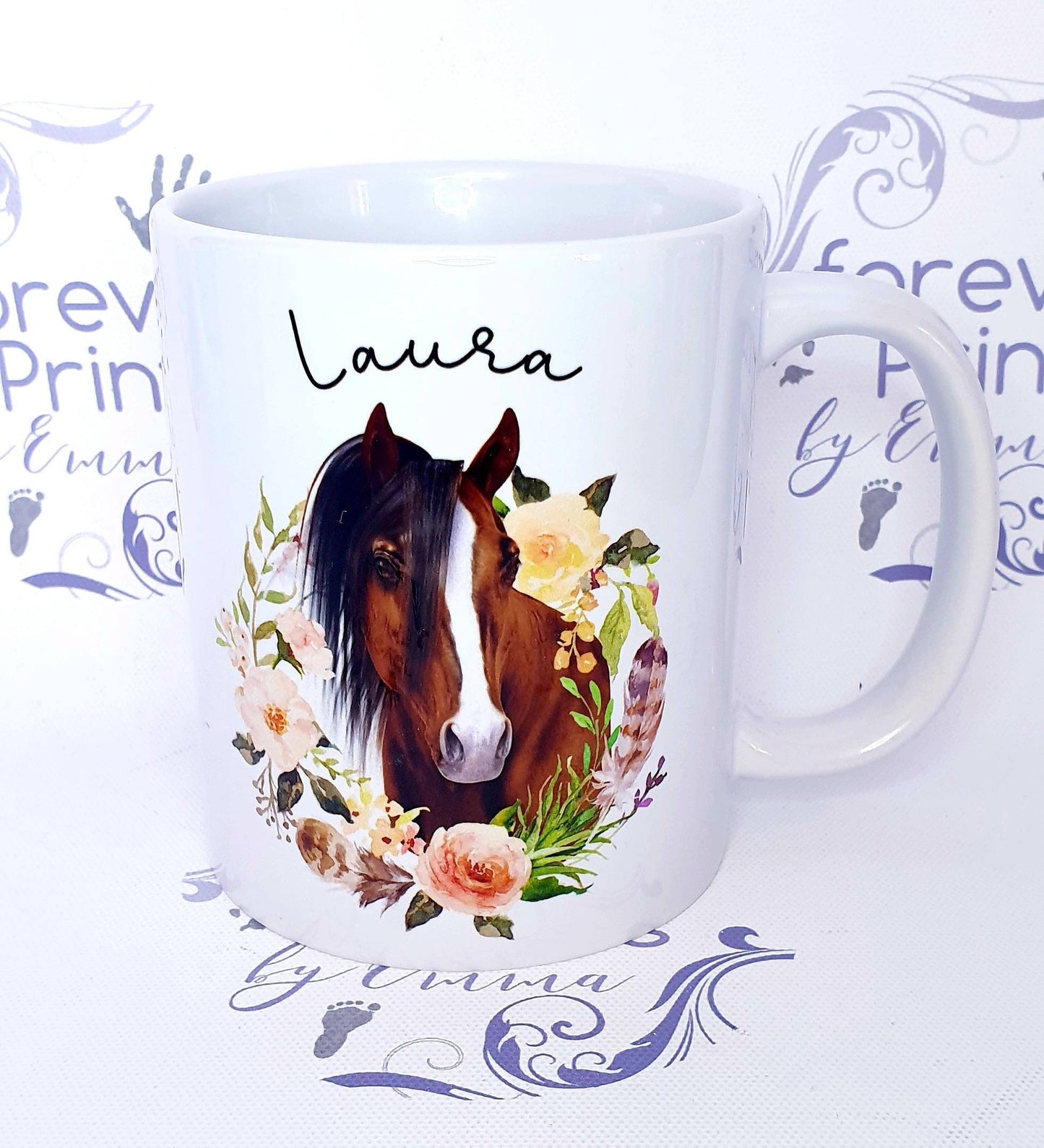 Personalised Horse Mug | Floral Equestrian Gift