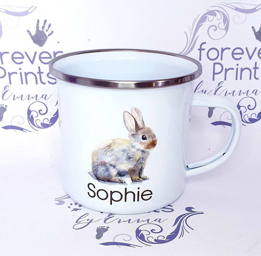 Personalised Easter Enamel Mug, Bunny Design