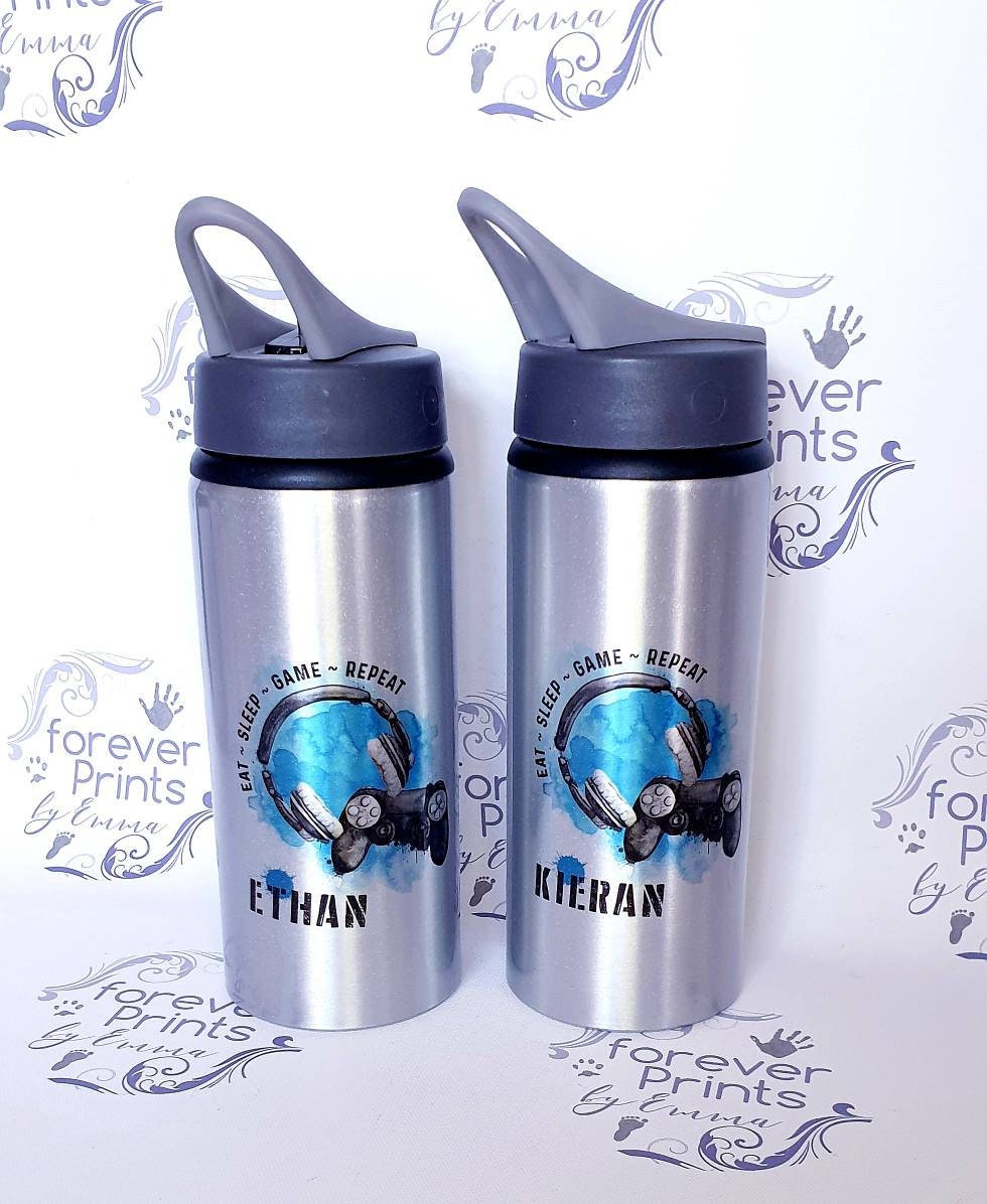 Metal gamer water bottle, playstation, xbox,  switch