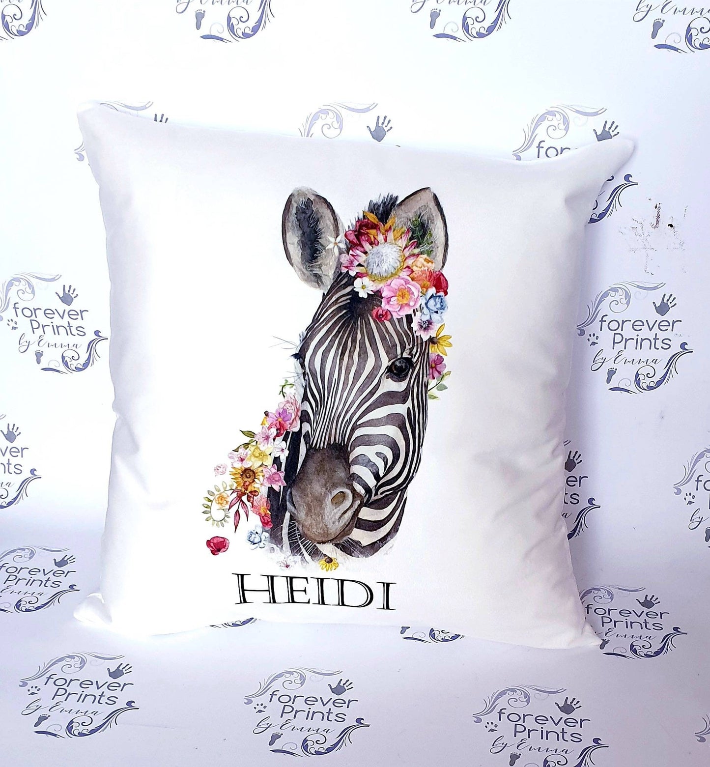 Zebra Floral Crown Cushion | Personalised Polyester Pillow
