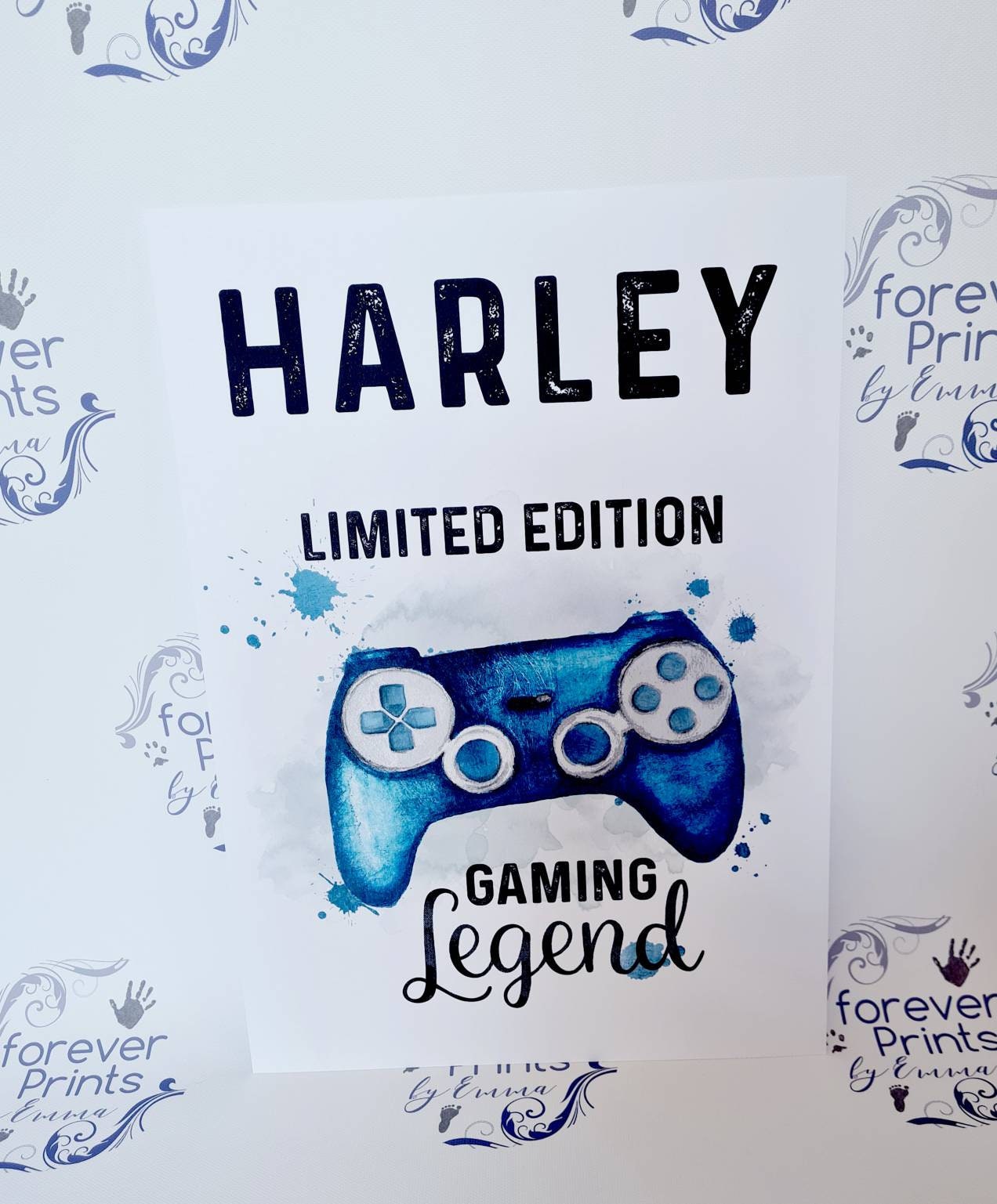 Personalised Gamer Prints, Boys Bedroom Wall Art, Set of 2