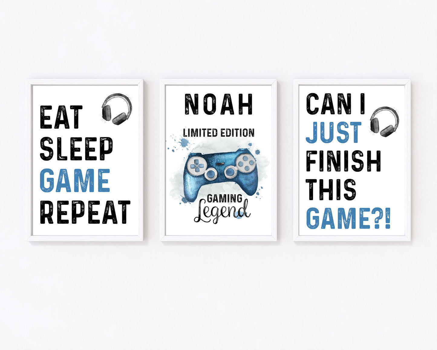 Personalised Gamer Prints, Set of 3, Boys Bedroom Décor