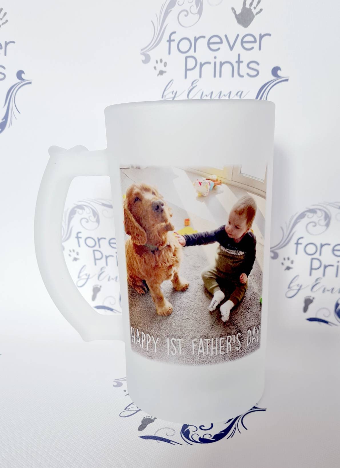 Photo beer stein, father's day gift, photo glass