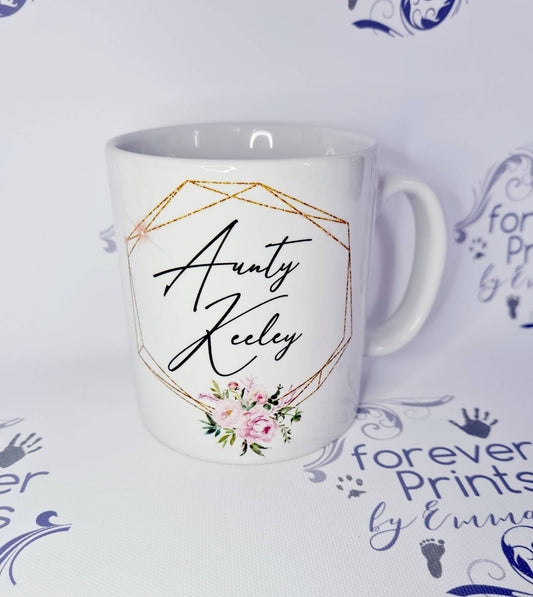 Personalised Auntie Mug, Floral Aunt Gift