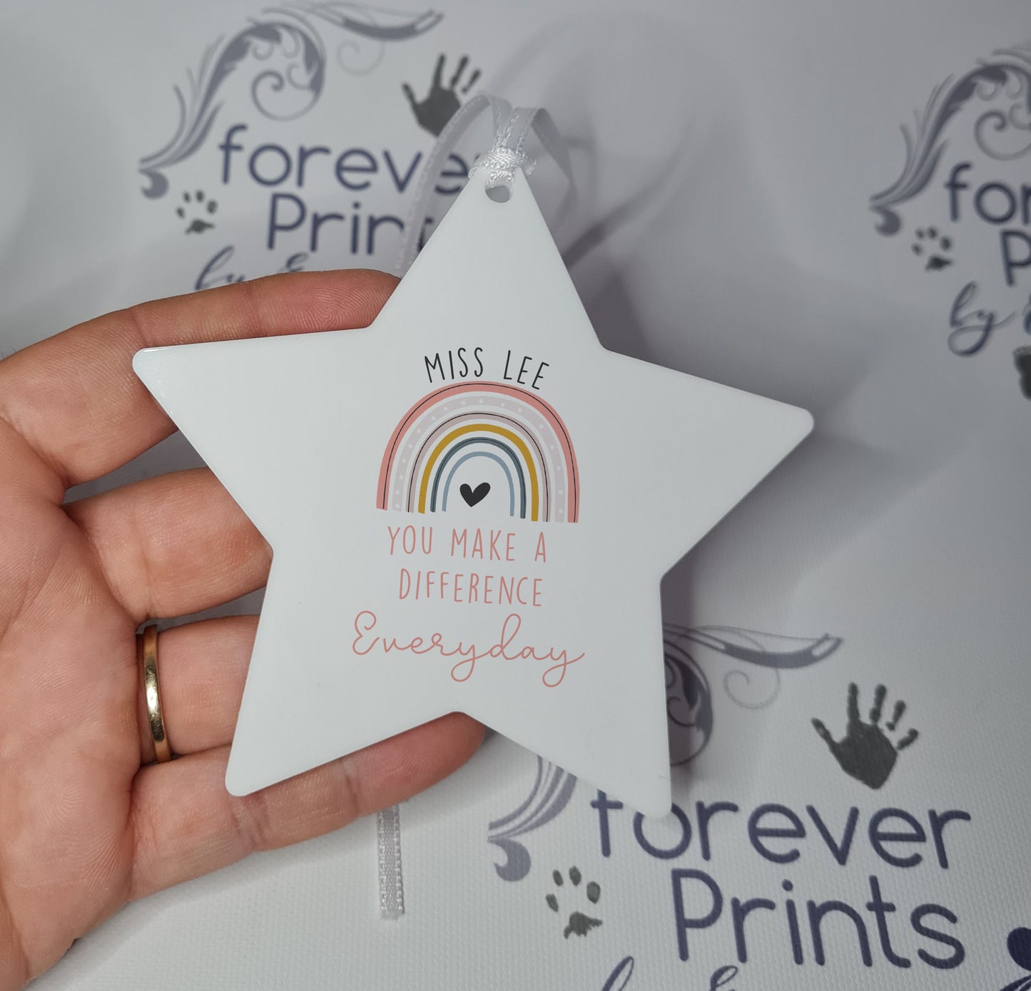 Personalised Teacher Thank You Gift, Acrylic Star Hanging Decoration