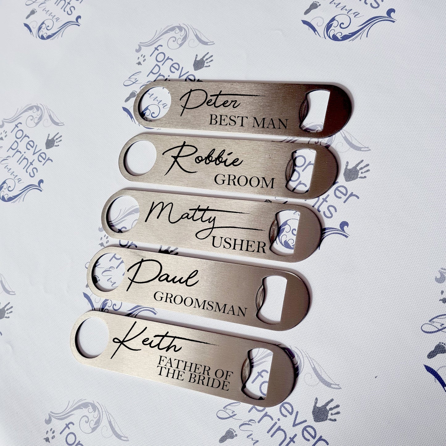 Personalised Groomsman Bottle Opener, Stainless Steel Bar Blade