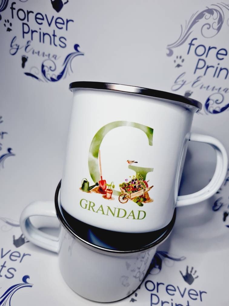 Personalised Gardening Mug, Metal Outdoor Mug, Father's Day Gift