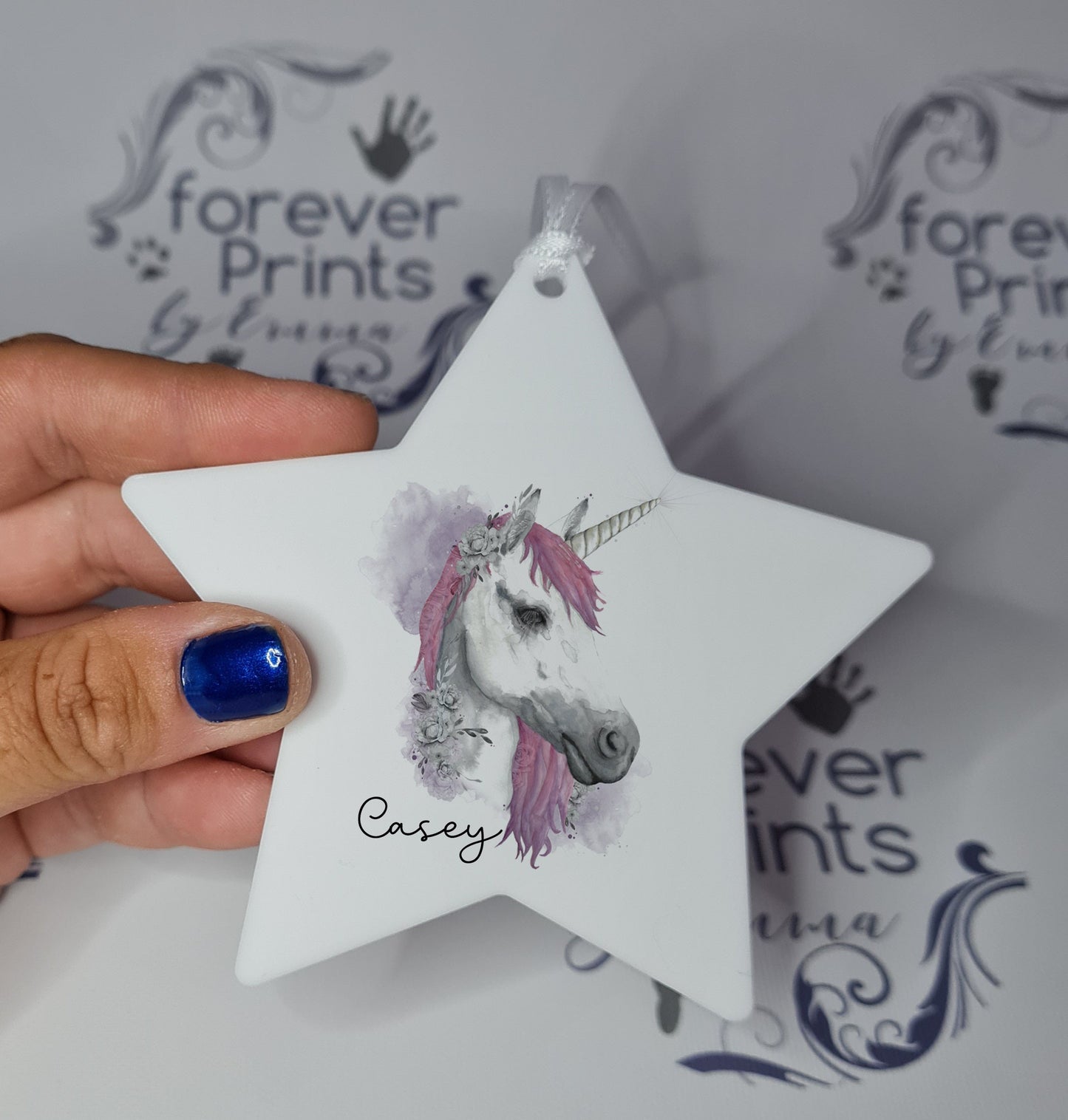 personalised unicorn hanging decoration,  unicorn gift