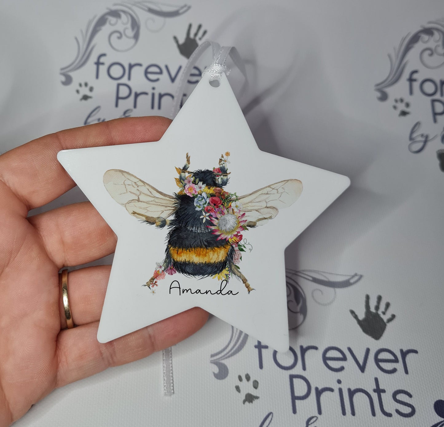 personalised bee hanging decoration,  bee gift