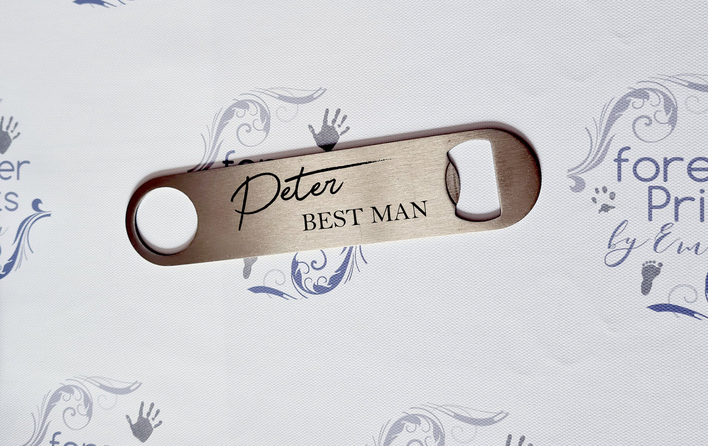 Personalised Groomsman Bottle Opener, Stainless Steel Bar Blade