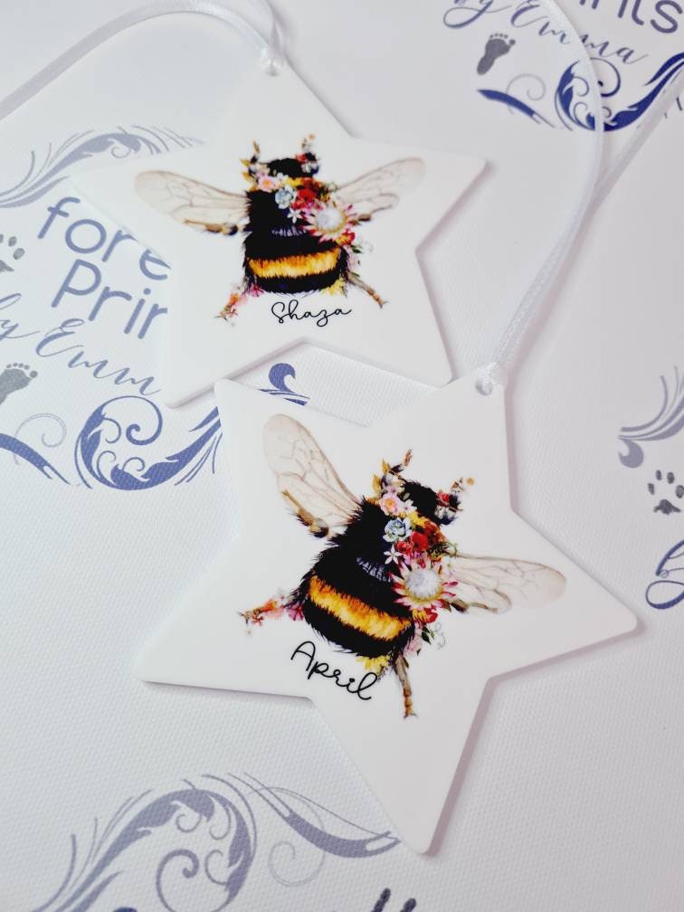 personalised bee hanging decoration,  bee gift