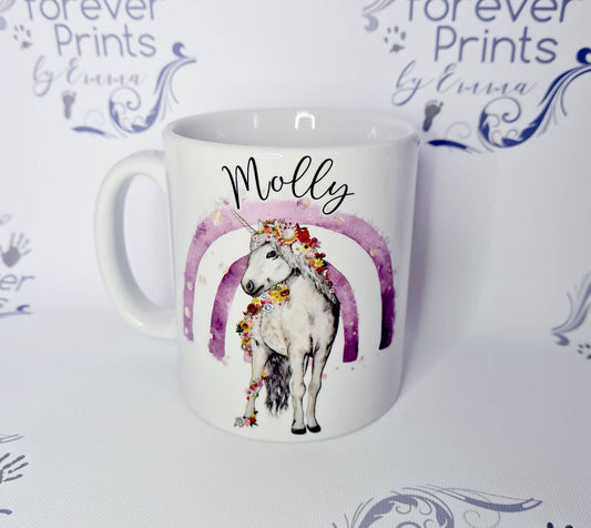 Unicorn rainbow mug,  unicorn cup, polymer(plastic) or ceramic
