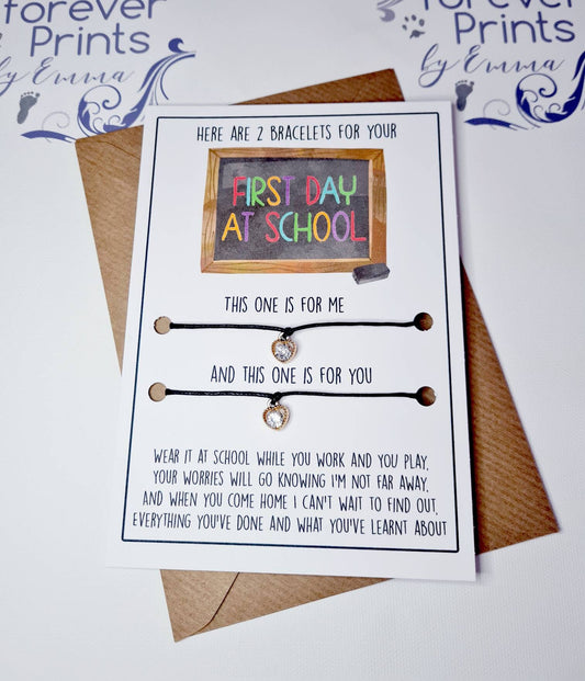First Day of School Wish Bracelets, Heart or Star Charm