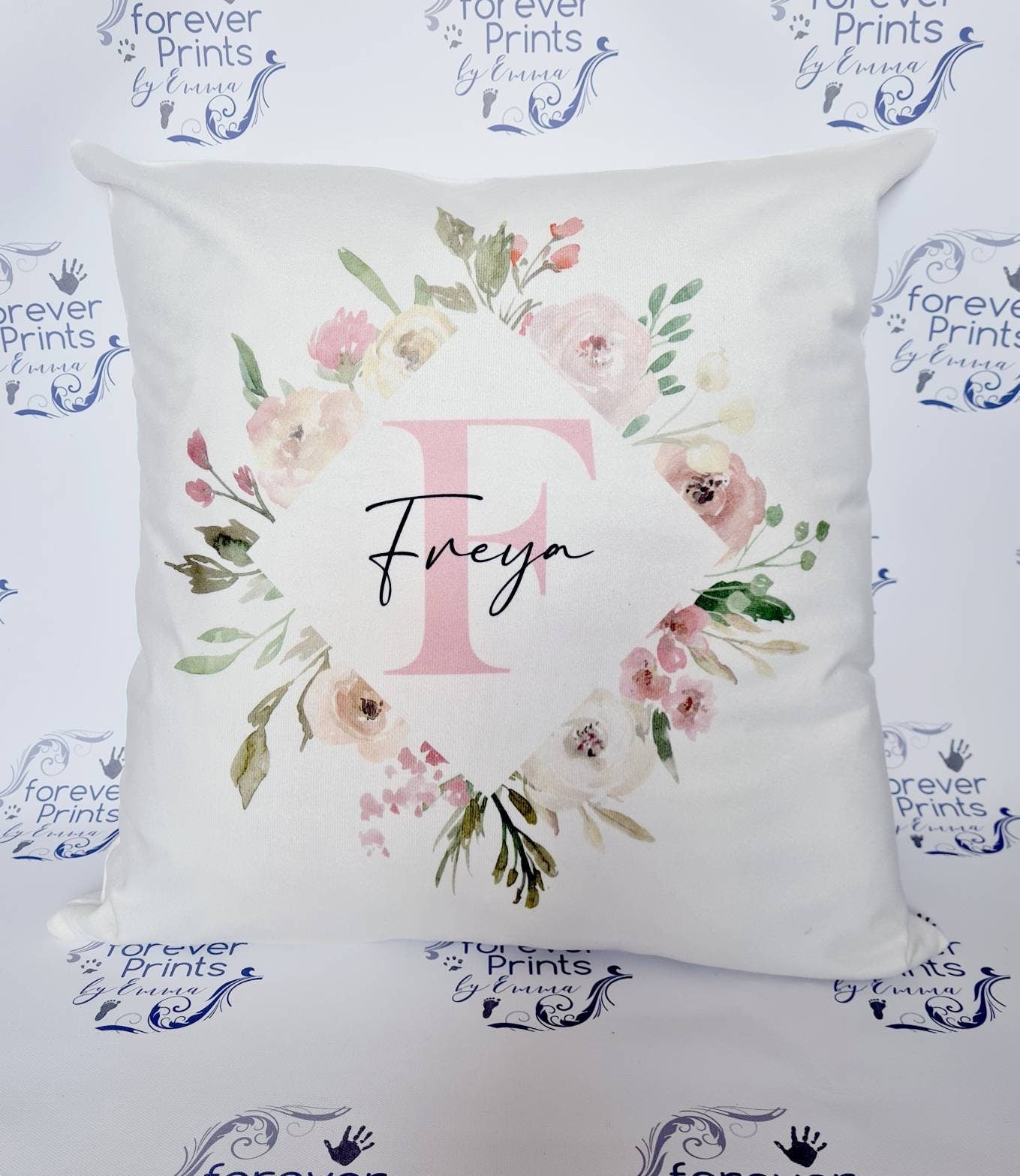 Personalised Floral Pillow, Girls Name Cushion