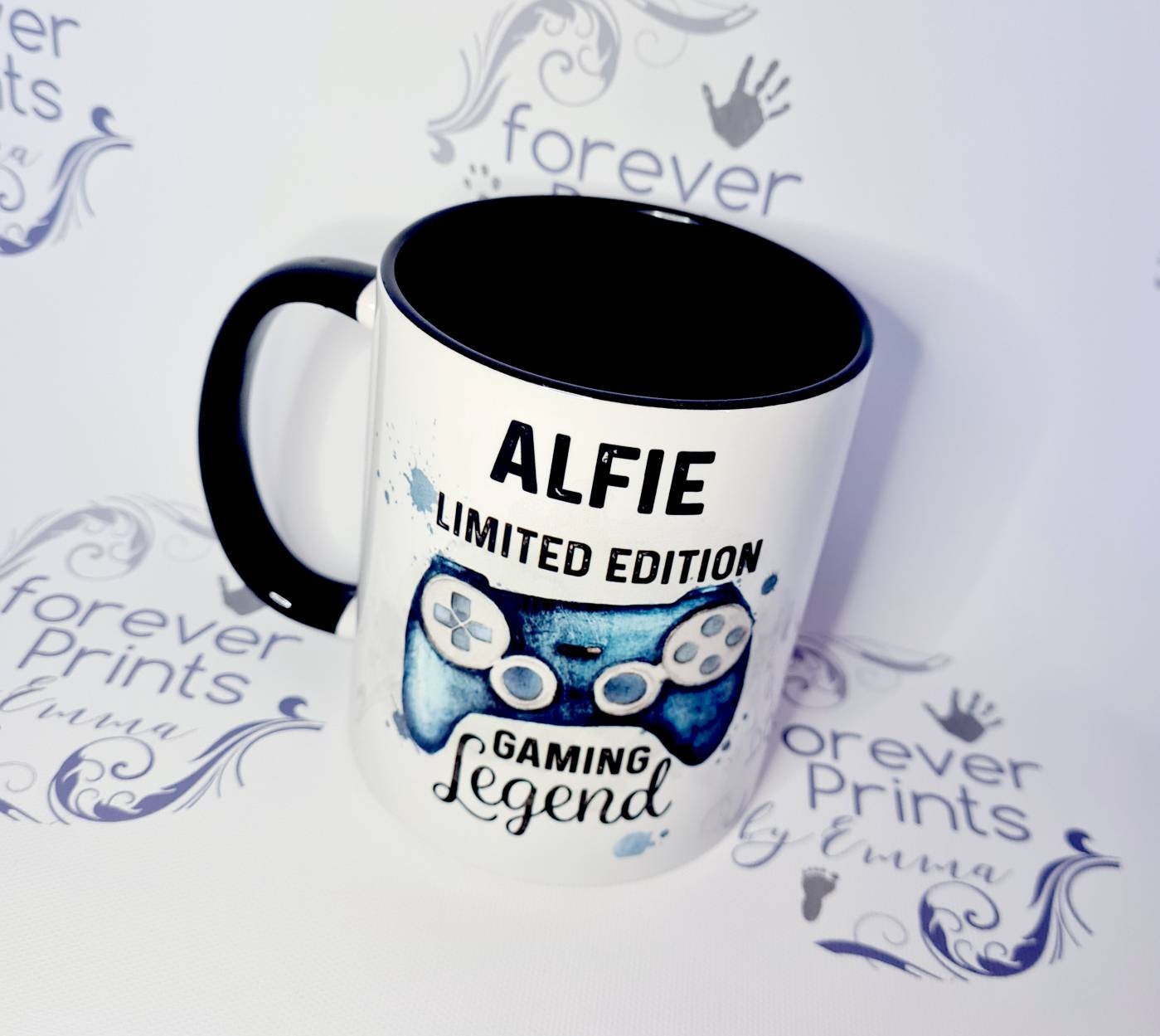 Personalised Gamer Mug, Gaming Legend, Black Inner