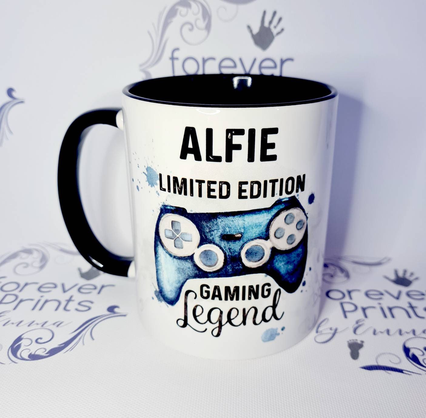 Personalised Gamer Mug, Gaming Legend, Black Inner