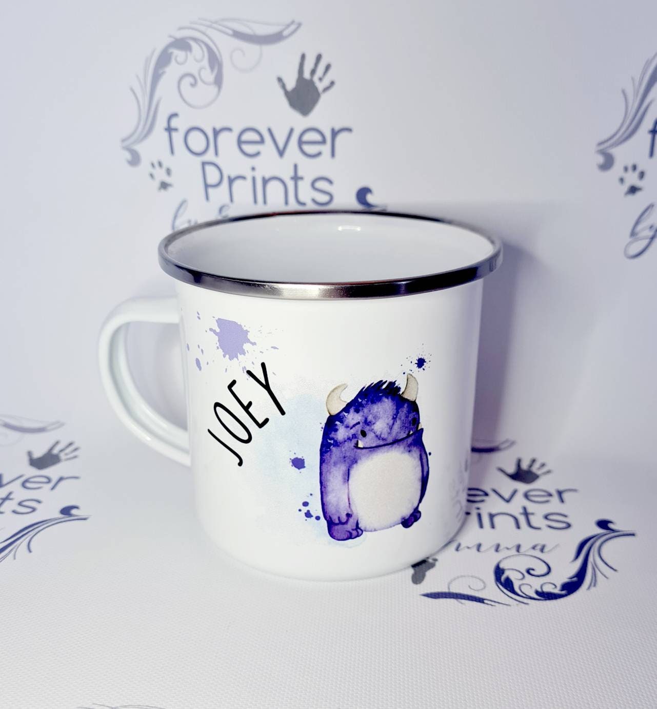 Personalised Kids Enamel Mug | Monster Design, Children's Gift