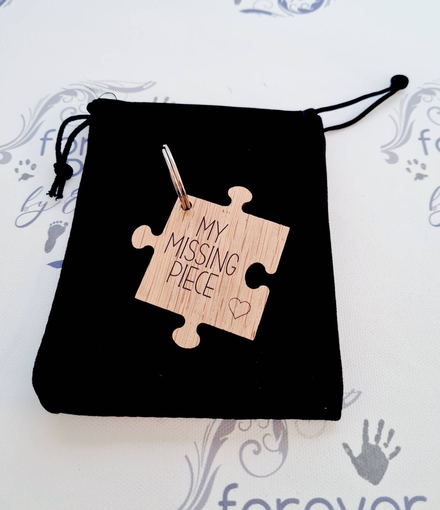 My Missing Piece Oak Keyring, Loved One Gift
