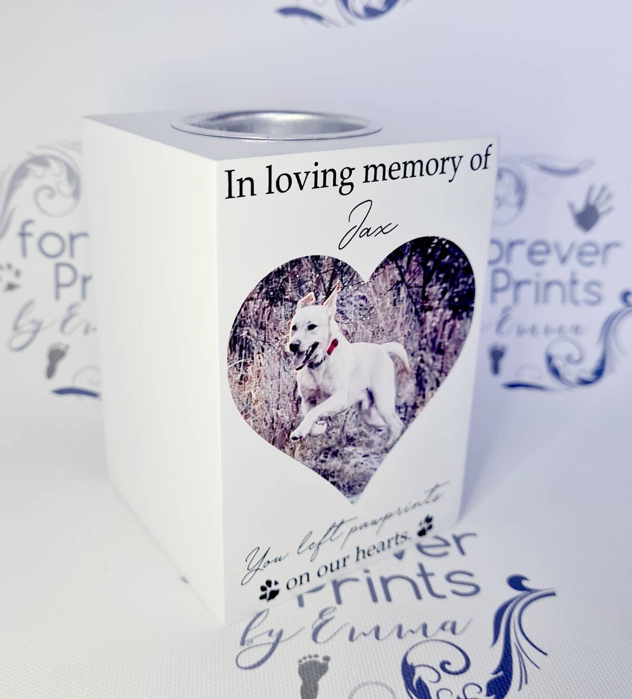 Personalised Pet Memorial Candle, Wooden Photo Tealight Holder