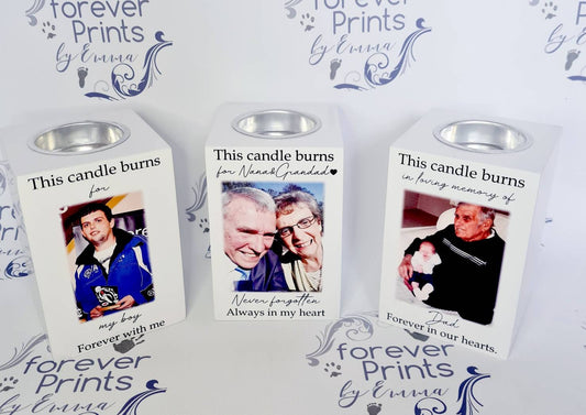 Personalised Photo Tealight Holder, Memorial Candle