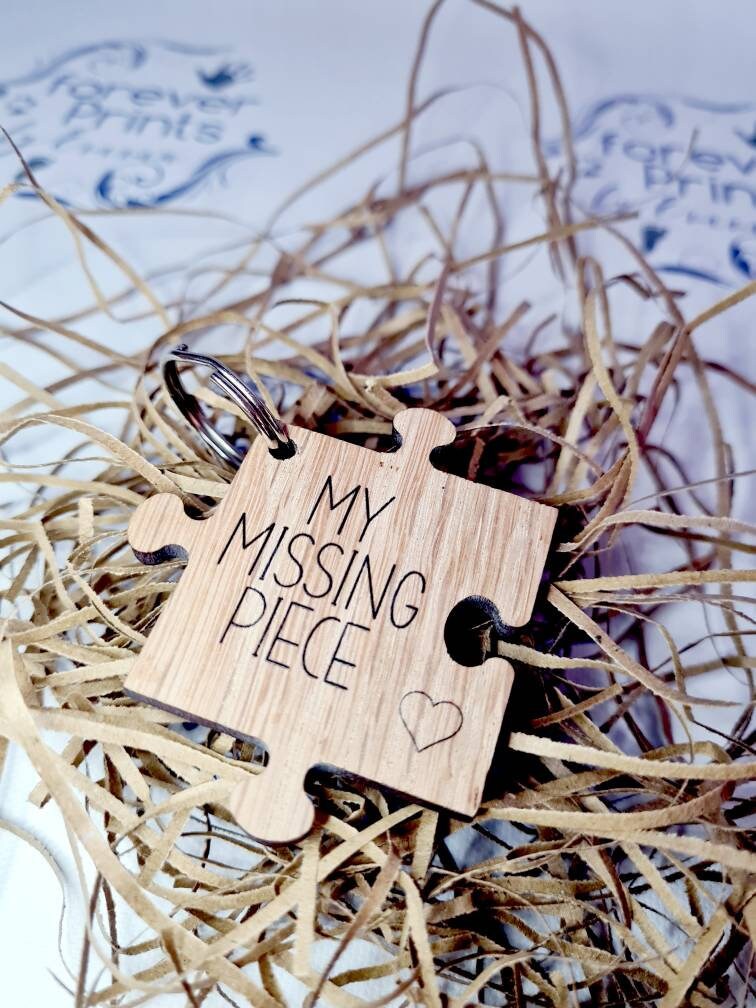 My Missing Piece Oak Keyring, Loved One Gift