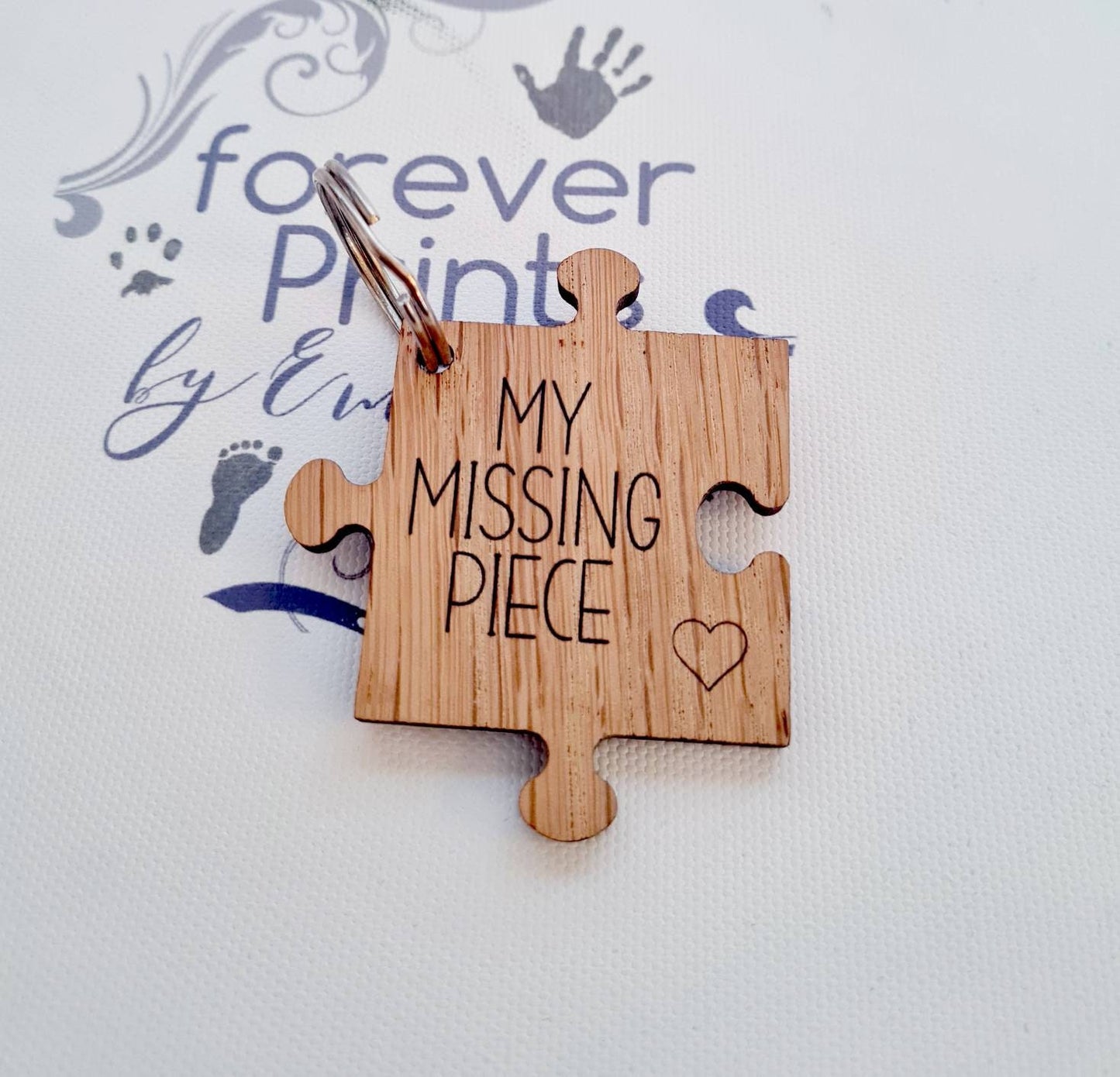 My Missing Piece Oak Keyring, Loved One Gift