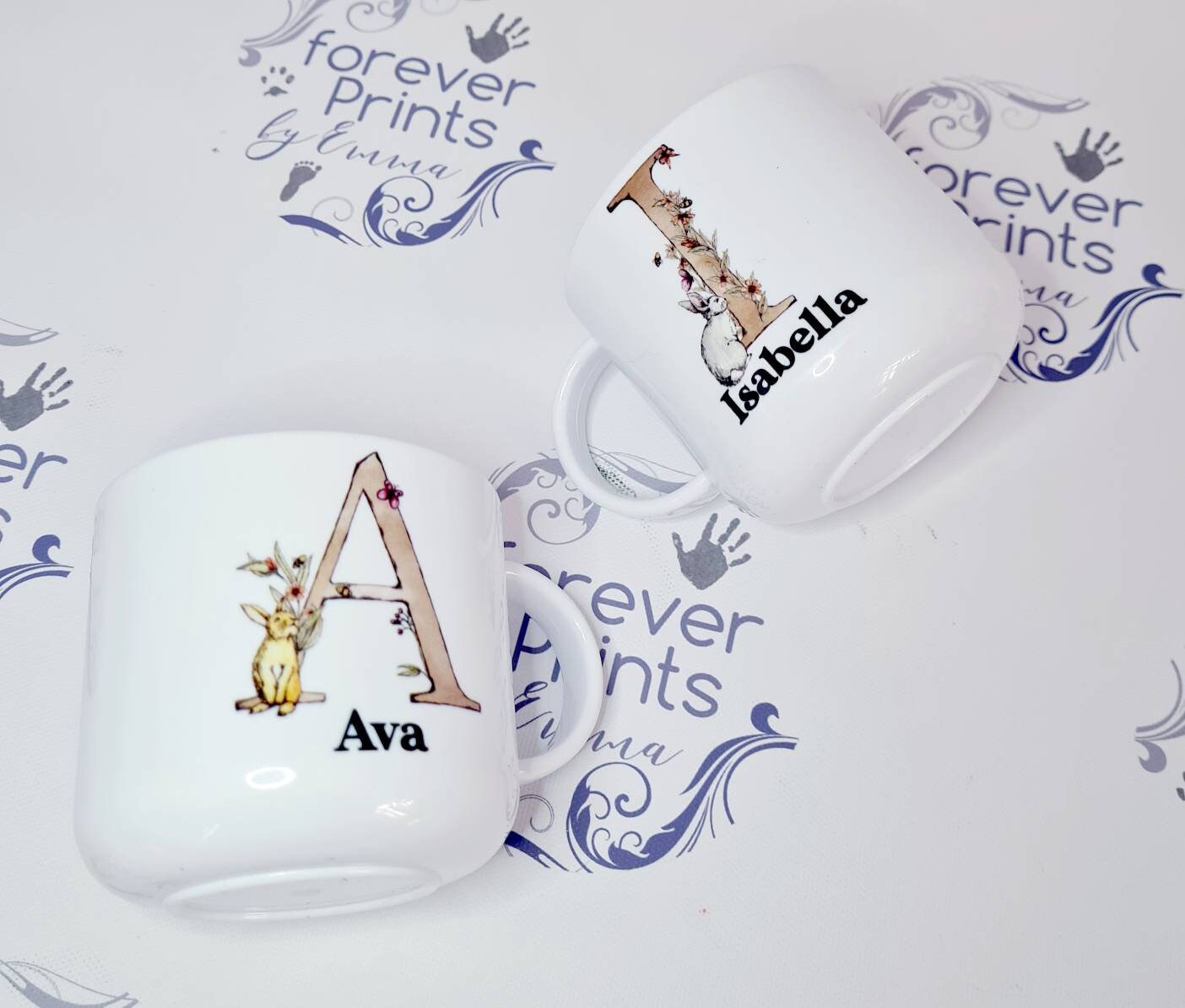 Personalised Rabbit Letter Mug, Unbreakable Polymer Child's bunny Mug