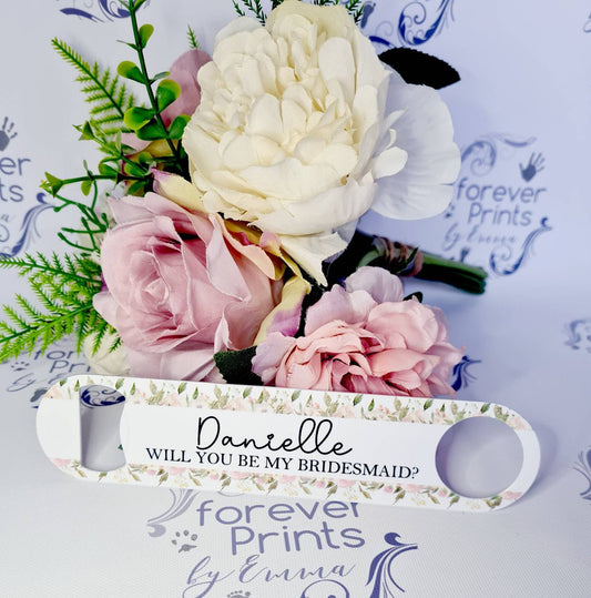 Personalised Bridesmaid Bottle Opener, Wedding Bar Blade, Stainless Steel