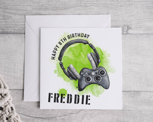 Personalised Gamer Birthday Card, Gaming Controller