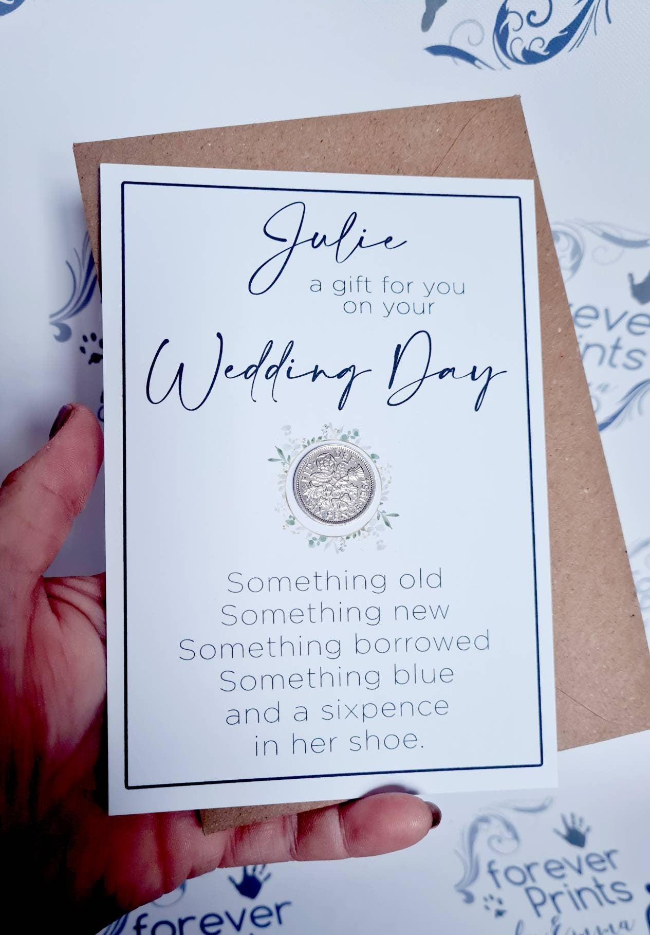 sixpence in her shoe, bride gift, wedding tradition