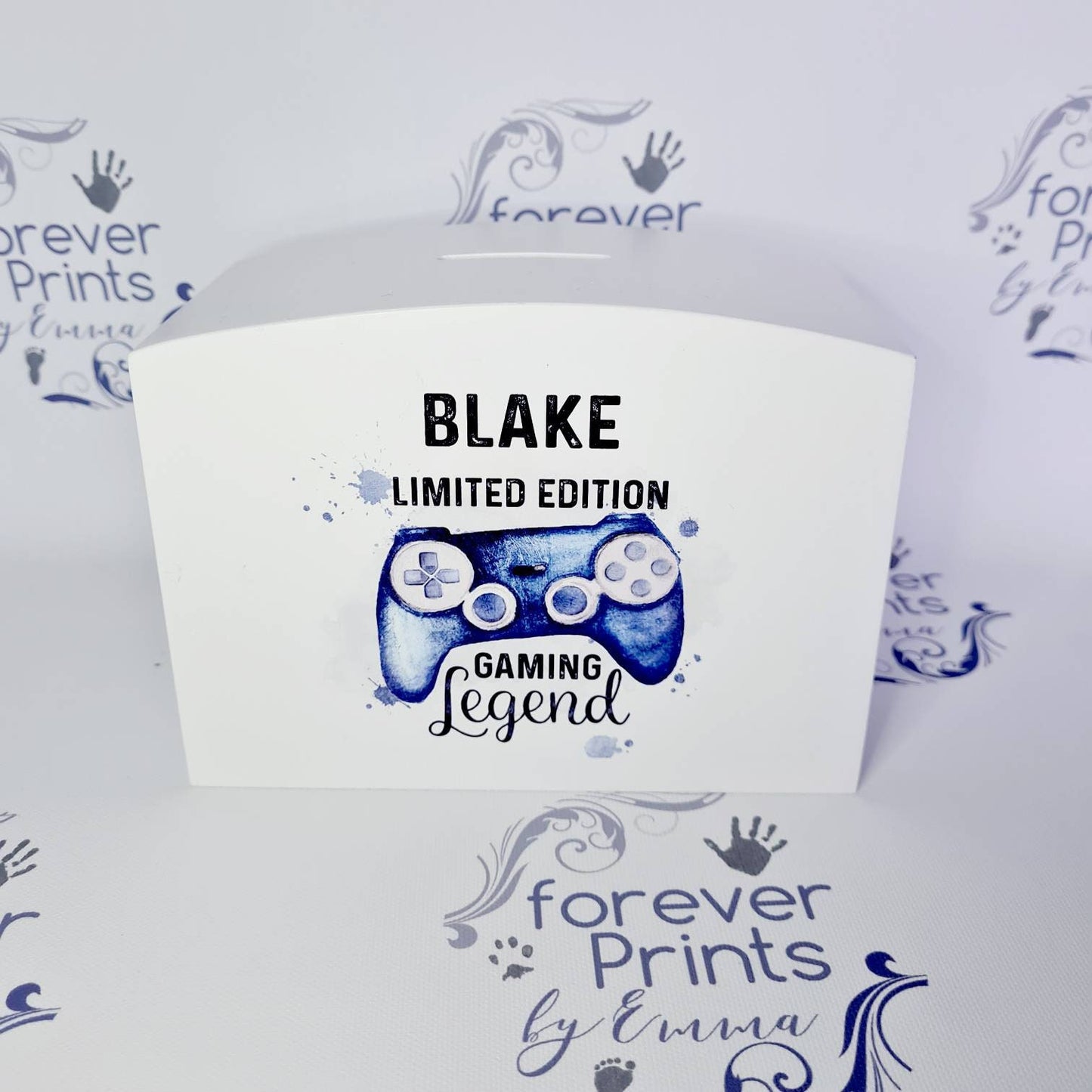 Personalised Gamer Money Box, Kids Custom Wood Coin Bank