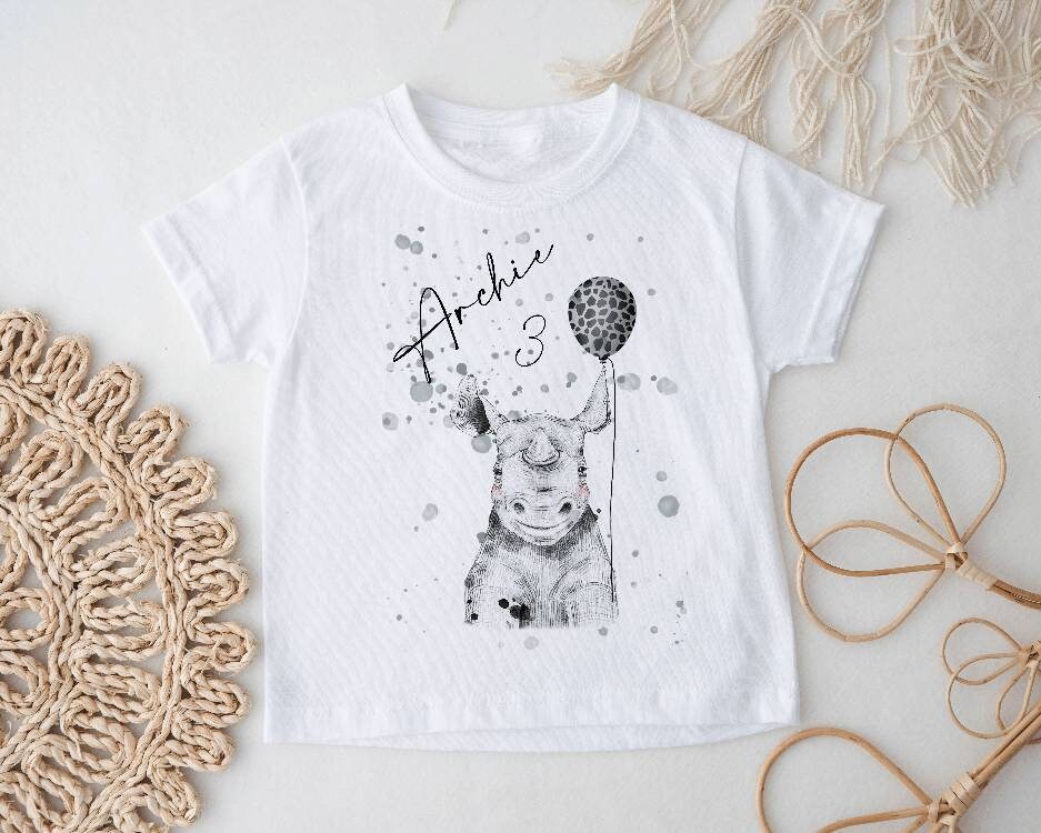Personalised Safari Birthday T-Shirt, Custom Name & Age