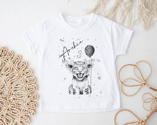 Personalised Safari Birthday T-Shirt, Custom Name & Age