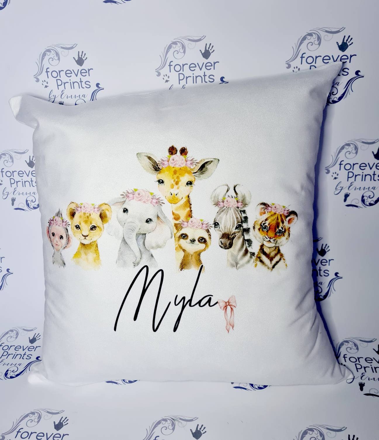 Safari animal cushion personalised, baby safari nursery
