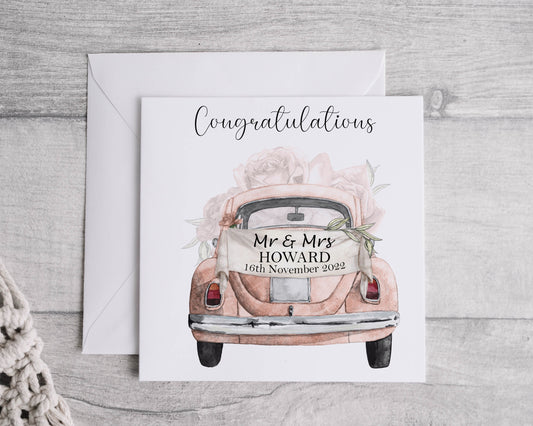 Personalised Wedding Card, Linen Effect, 6x6